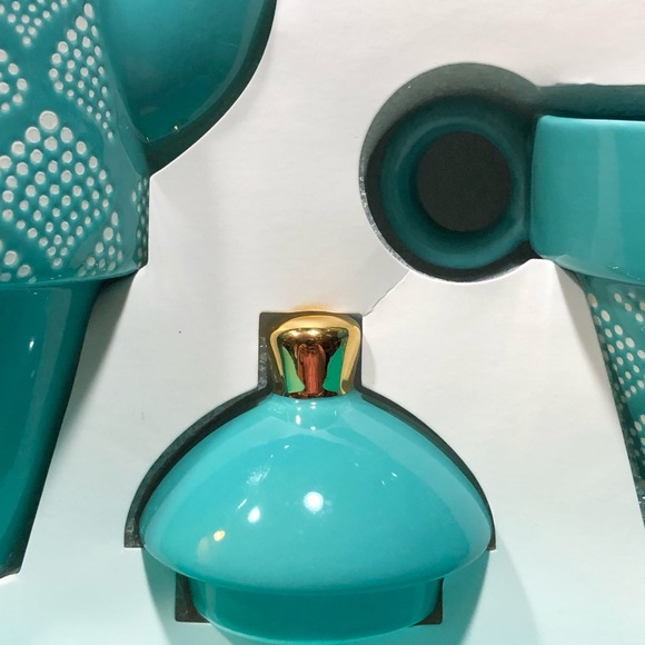 New Pinky Up Tea For Two, Unique Beautiful CeramicTurquoise Tea Set with Tea Pot - Picture 5 of 8